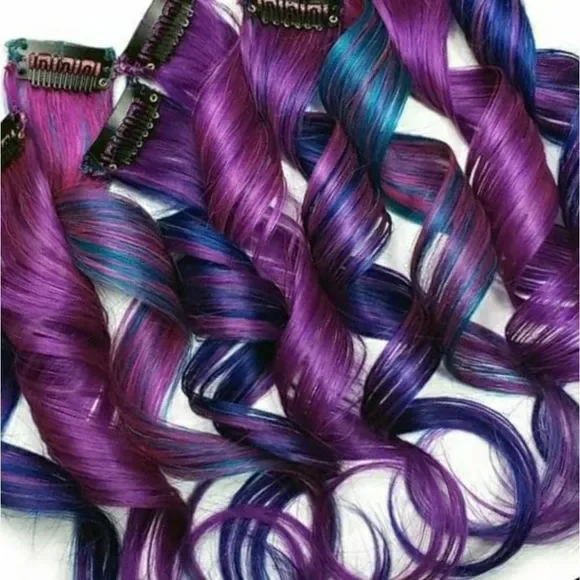 Galaxy Colored rainbow Double Drawn Remy Clip in human hair extensions